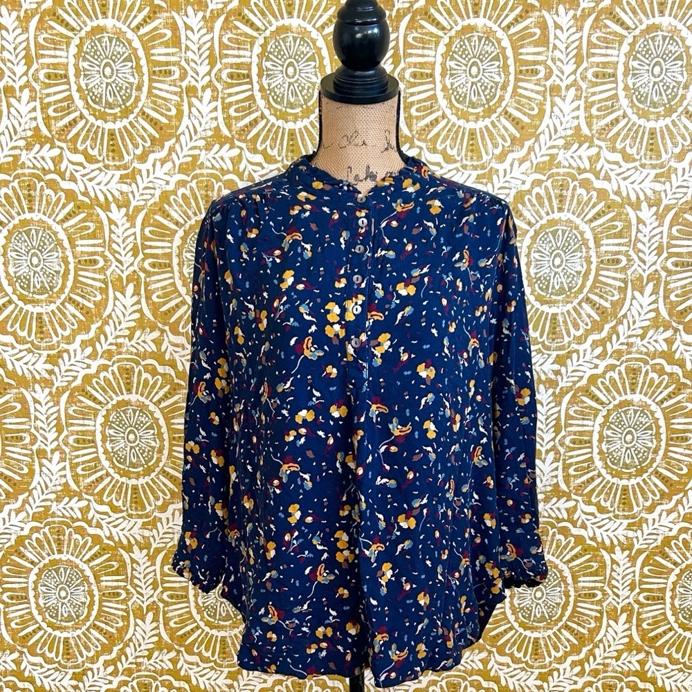 BRORA Multi Floral Long Sleeve Ruffle Blouse Sz UK16 US12 RARE SOLD OUT